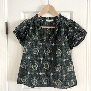 ULLA JOHNSON Cotton Short Sleeve Top, Size 4
